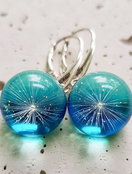 Kolczyki srebrne z nasionami dmuchawca Grol Jewellery