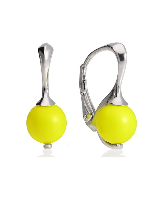 kolczyki swarovski Kolczyki angielskie neon żółta perła Swarovski