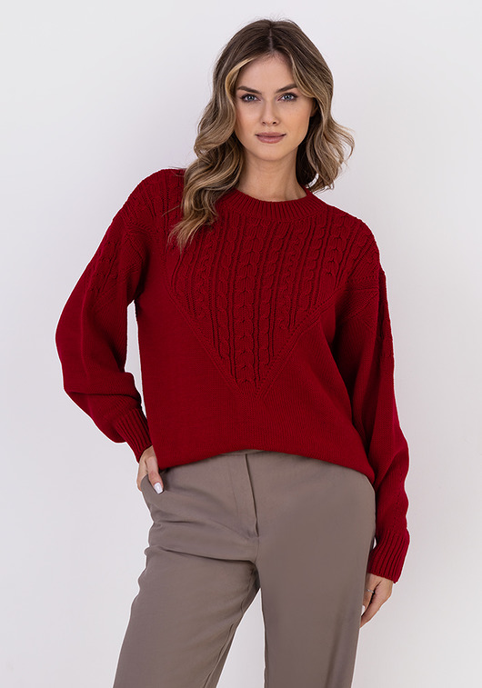 swetry damskie  Sweter w sportowym stylu - SWE322 czerwony MKM