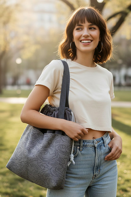torby na ramię Duża torba shopper unikatowa torba handmade z kieszeniami