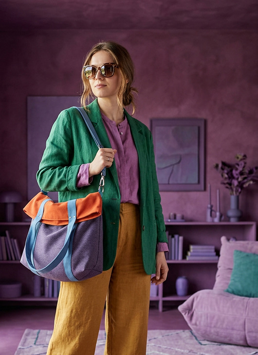 torby na ramię Torba na ramię-color block-fiolet,pom.,turkus
