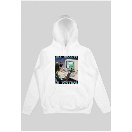 All Reality Is Virtual White Hoodie Back to Black