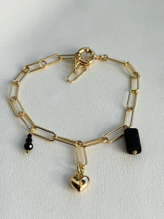 bransoletki złote Bransoletka Łańcuszek z Turmalin i onyks