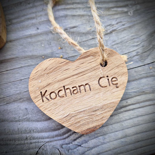 breloki Brelok serce z drewna, Kocham Cię