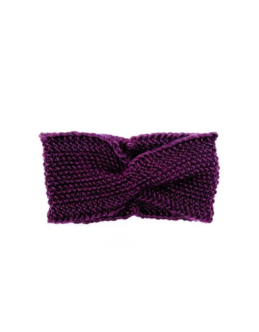 opaski do włosów Ciemno fioletowa opaska merino twist na jesień