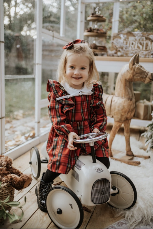 sukienki dla dziewczynki Świąteczna sukienka w  Szkocką kratę Z FALBANKAMI