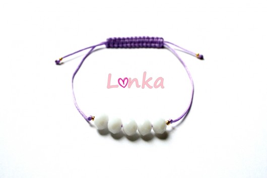 Bransoletka sznurek + białe kryształki Lonka Jewelry