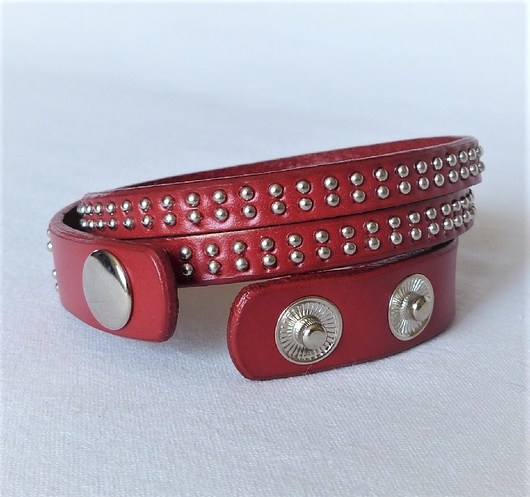 BRANSOLETKA SKÓRZANA Red Leather ModernTime