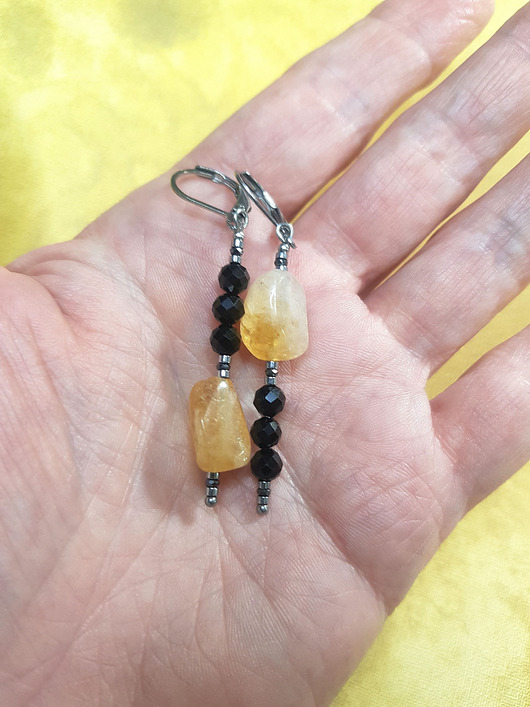 kolczyki z kamieniami Kolczyki  z Cytrynem i Turmalinem