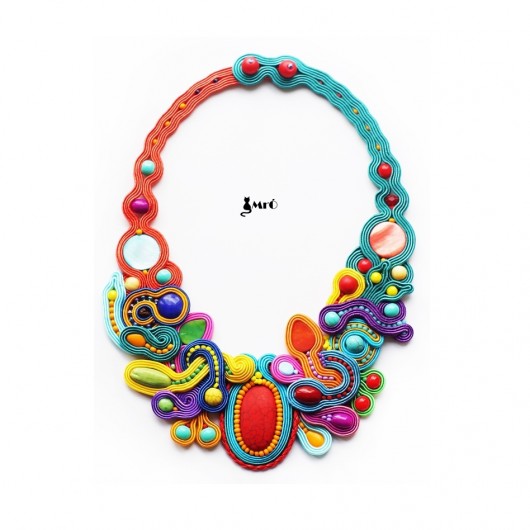 Zjawiskowy i wielobarwny naszyjnik Soutache Mró Soutache