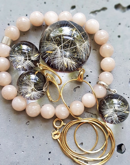 zestaw-dmuchawce w żywicy Grol Jewellery