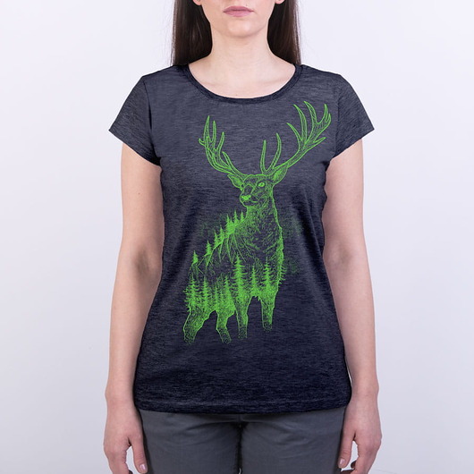 t-shirt damskie Koszulka damska JELEŃ SZLACHETNY grafitowa