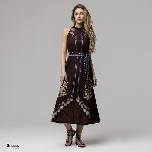 sukienki maxi damskie SAFARI DINNER letnia, długa sukienka z bawełny