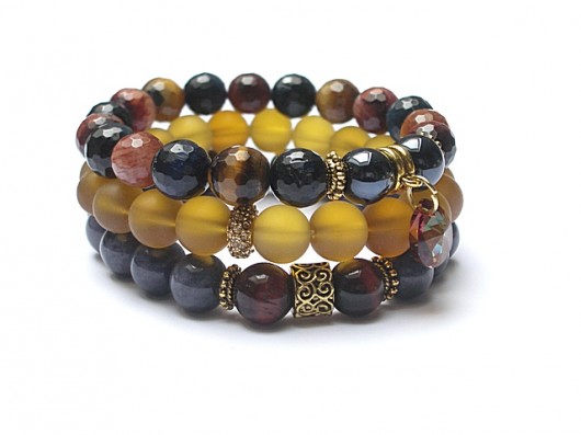 bransoletki z kamieni naturalnych Honey and chocolate /11-2014/-  set