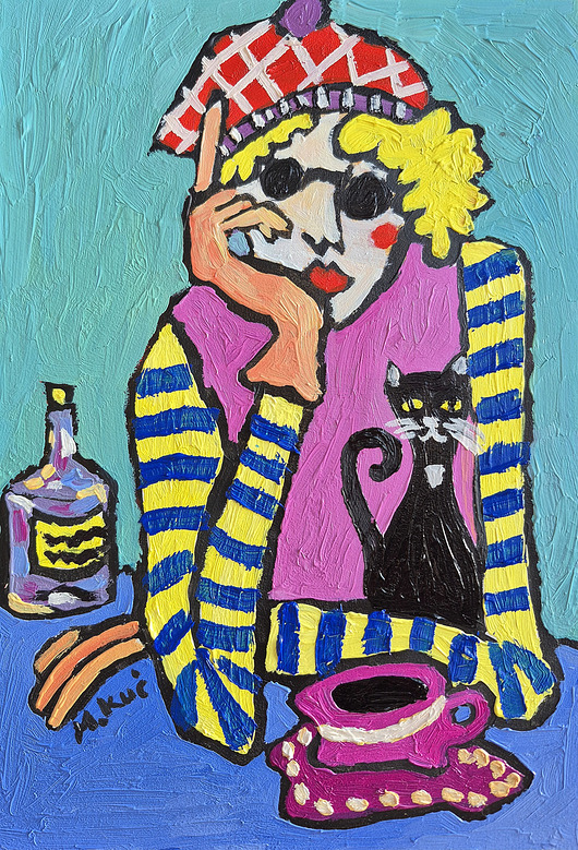 obrazy Obraz  fowizm kocie wczasy relaks na stole