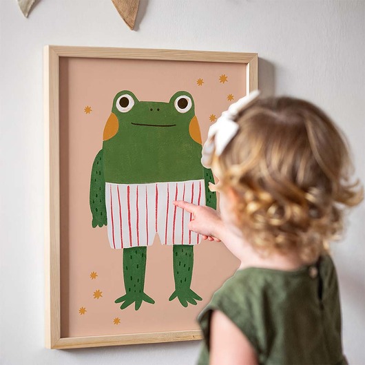 obrazy i plakaty do pokoju dziecięcego Plakat Żaba w kąpielówkach - Plakaty Na Ścianę Dla Dzieci