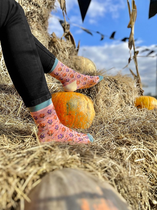 skarpetki damskie Kolorowe skarpetki kwiaty - flower socks