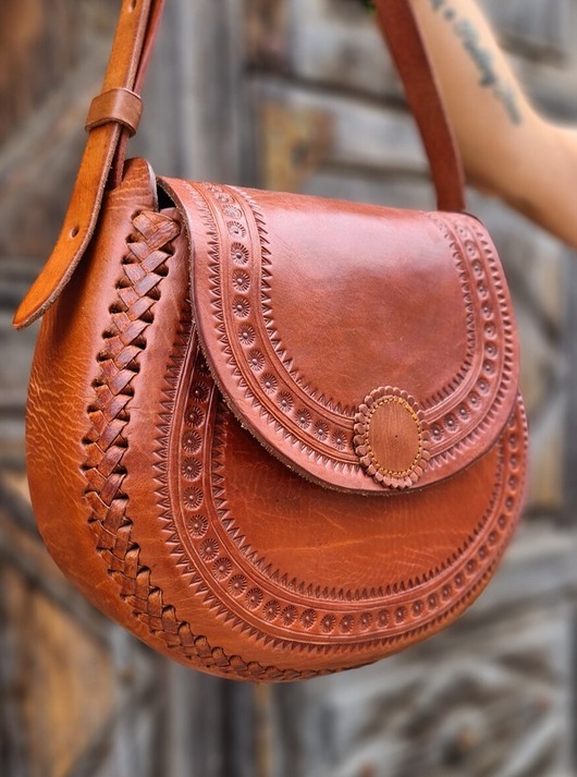 torby na ramię Torebka skórzana ręcznie robiona góralska Isla na ramię wzory