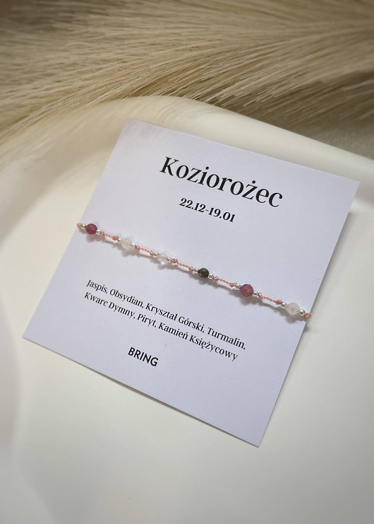 bransoletki z kamieni naturalnych Bransoletka znak zodiaku Koziorożec srebrne kulki