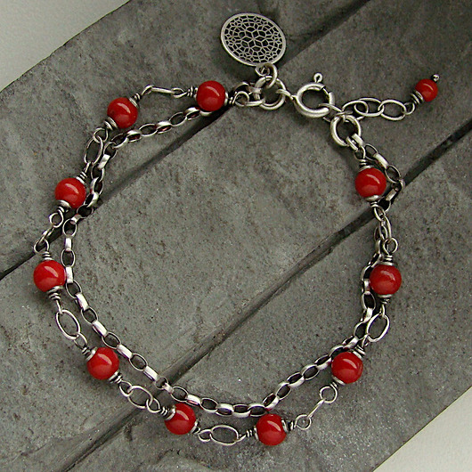 bransoletki z kamieni naturalnych Koral -  bransoletka