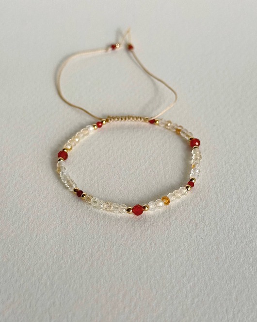 bransoletki na sznurku Bransoletka - amulet mocy i obfitości z cytrynem i karneolem