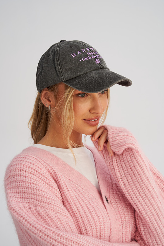 czapki damskie Sprana czapka z daszkiem VINTAGE czarna