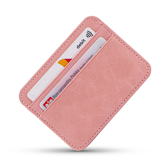 portfele damskie Portfel skórzany na karty różowy