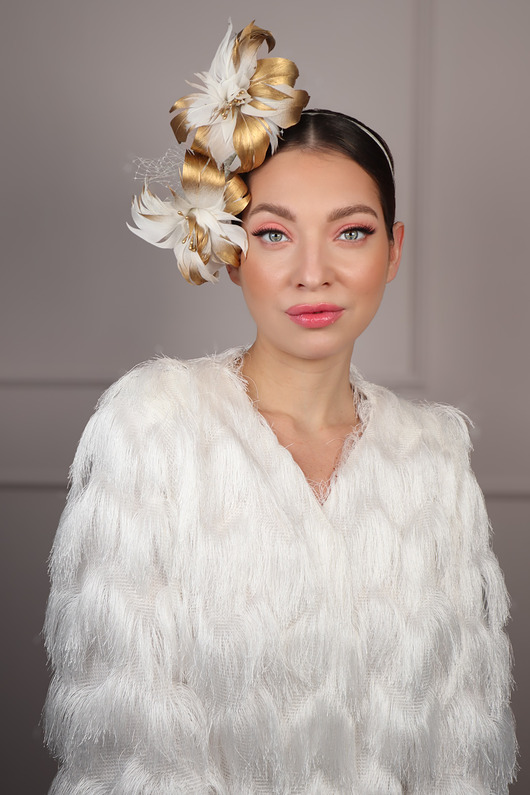 fascynatory GABRIELA fascynator złoto biały
