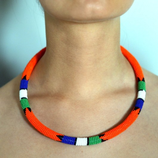 Orange African Zulu Necklace MERAKI