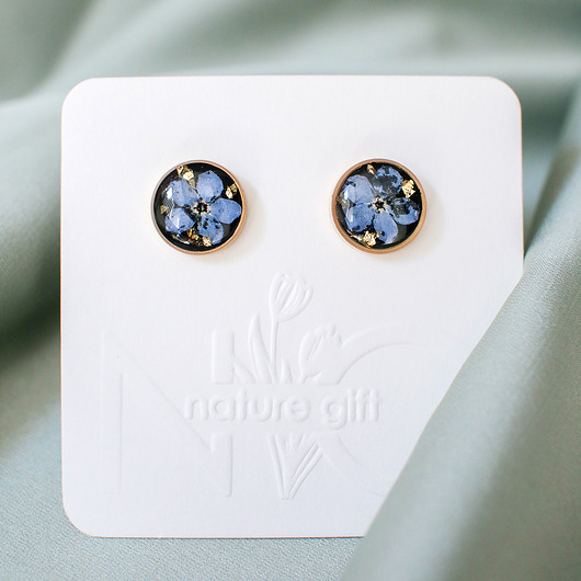 kolczyki z żywicy Kolczyki sztyfty z niezapominajkami