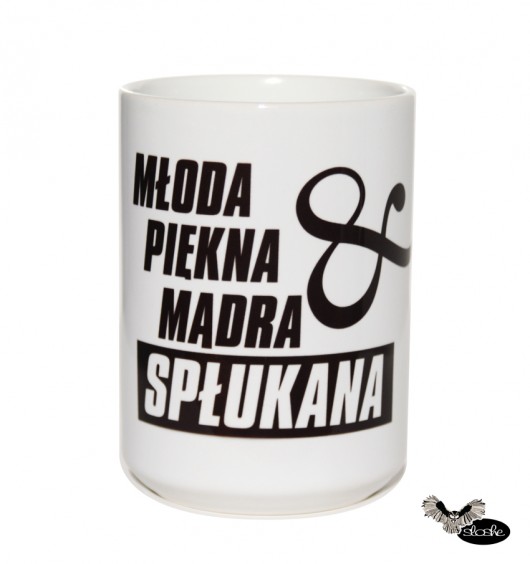 Kubek Młoda, piękna, mądra & spłukana, 450ml Sowia Aleja
