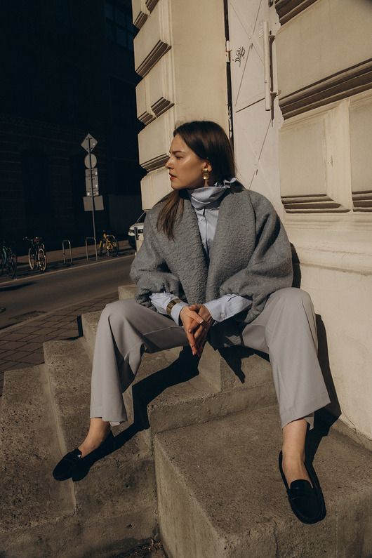 kurtki damskie Mini Hokkaido z wełny boucl