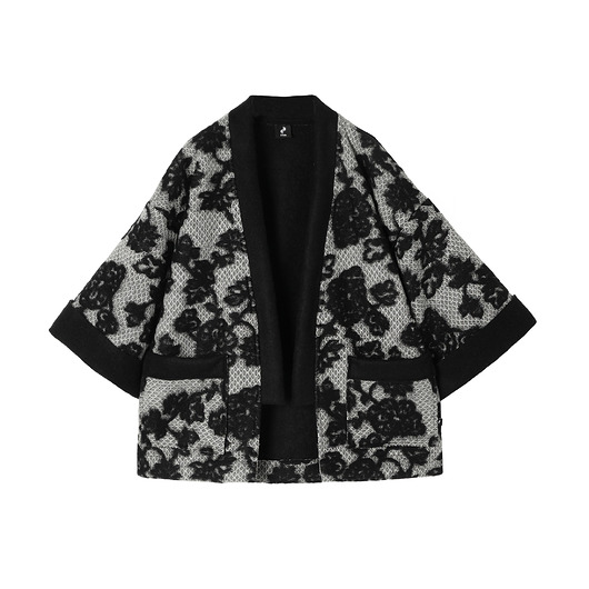 marynarki damskie Fi - Wełniane kimono w kwiaty