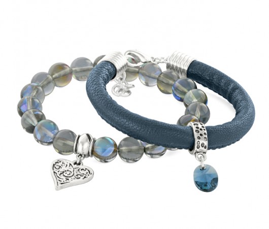 Opalescence blue quartz with leather. Lavoga