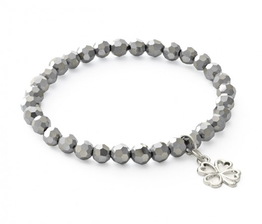Silver crystal  with clover pendant. Lavoga