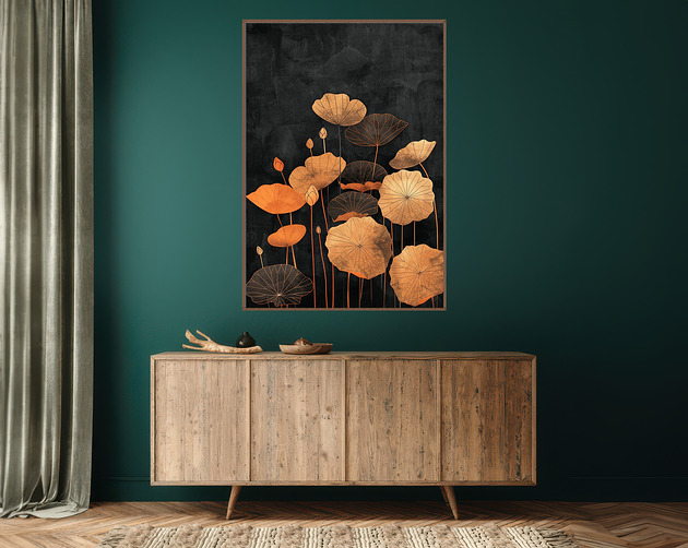 plakaty Liście lotusu - Plakat, druk - Chiński Orient, Harmonia Zen, Wabi Sabi #119