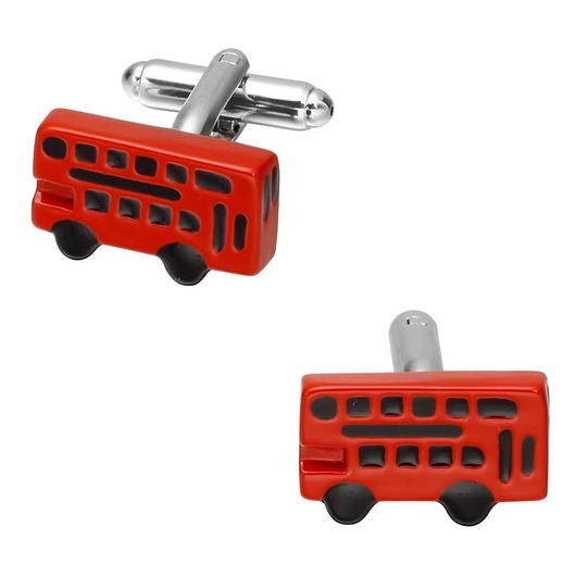 spinki do mankietów Stylowe spinek do mankietów w kształcie czerwonego autobusu z mosiądzu