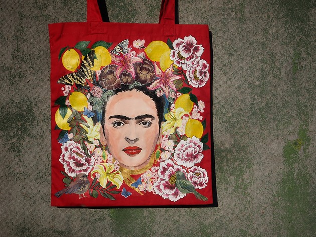 torby na ramię Frida Kahlo ręcznie malowana torba na zakupy