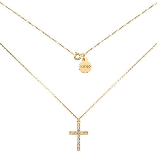 złote naszyjniki Złoty naszyjnik z krzyżem wysadzanym SWAROVSKI CRYSTAL