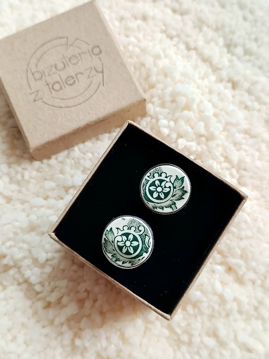 spinki do mankietów Spinki w zielone wzory