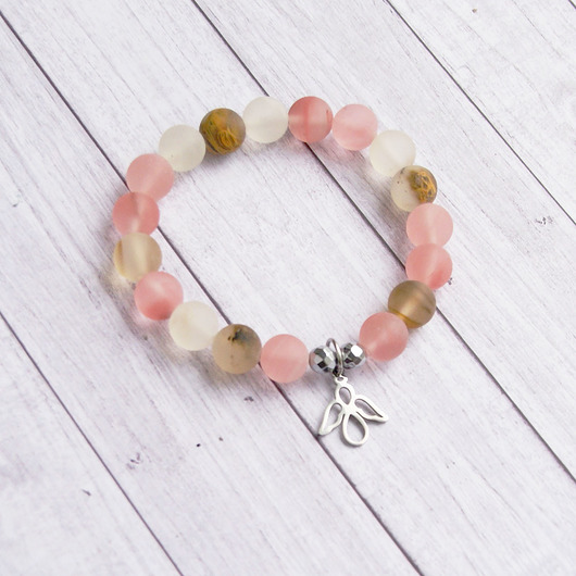 bransoletki z kamieni naturalnych ANIOŁEK : kwarc & stal szlachetna