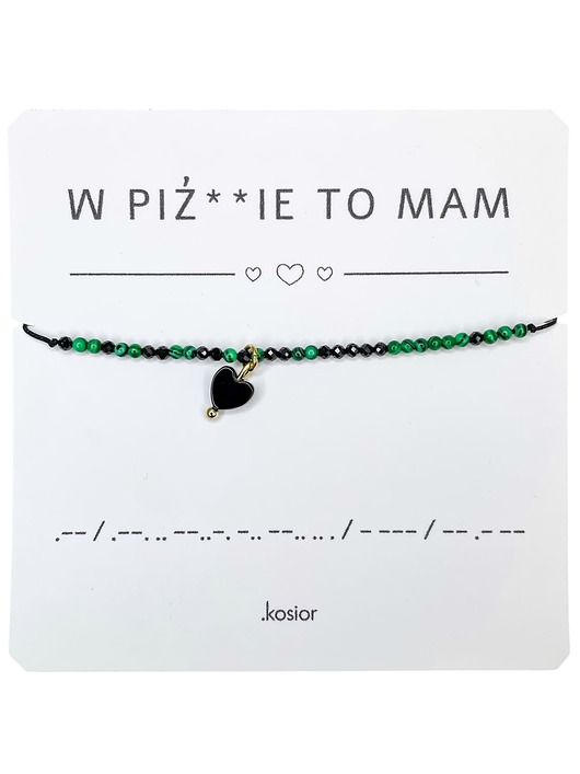 bransoletki na sznurku Bransoletka z alfabetem Morse Agat, Malachit