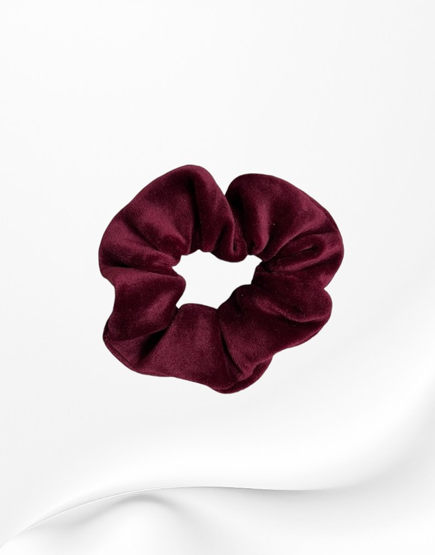 gumki do włosów Gumka frotka scrunchie midi welurowa bordowa