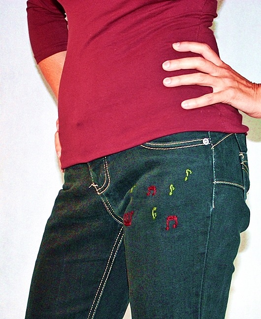 Jeansy Muzyczne Scherzo ZeStrychu Handmade