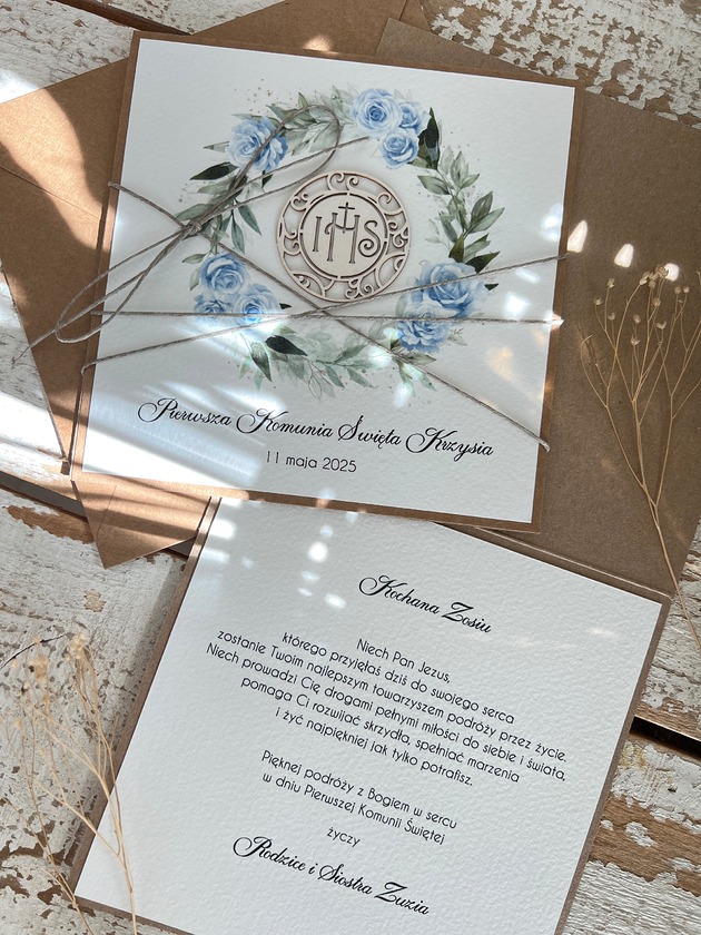 kartki na komunię Personalizowana pamiątka komunii - Kartka na komunię z kopertą