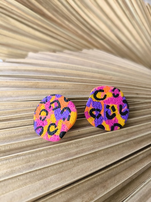 kolczyki z masy plastycznej HULA Kolczyki szalone panterki