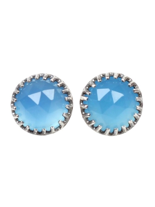 kolczyki z kamieniami Kolczyki oksydowane sztyfty Mignon z niebieskim agatem