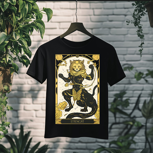 t-shirty męskie Koszulka - Kocia karta Tarota - Siła, Strenght #2