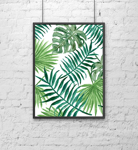 Plakat GREEN/ Dżungla Szare Kropki