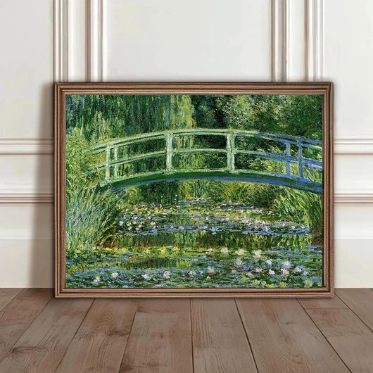 plakaty PLAKAT Monet, ogród obraz, sztuka ścienna, pejzaż lilie wodne